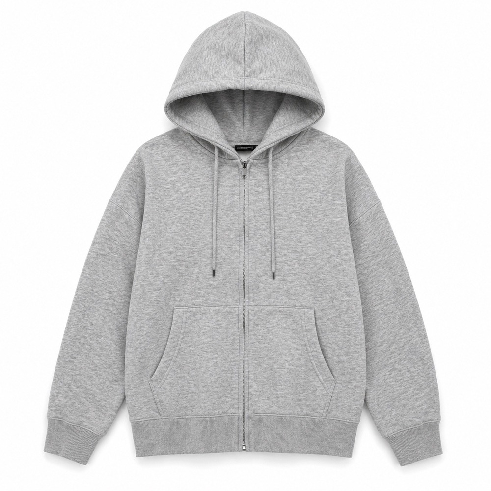 Forever 21 Mens Large Heather Grey Full Zip Fleece Hoodie Sweatshirt
